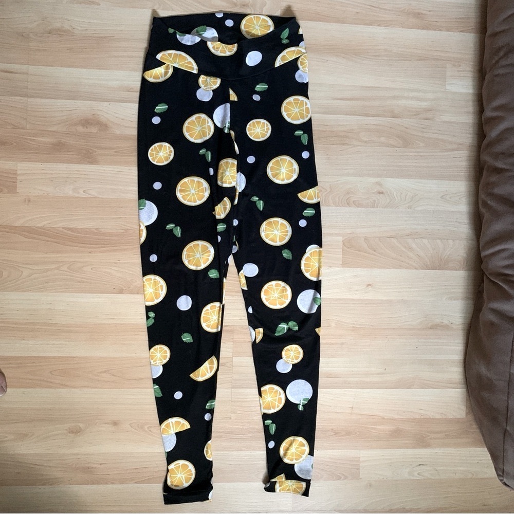 Creations Les 2 Copines Citrus Lemon Leggings Size L Made in Canada